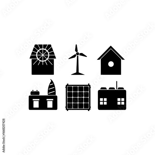 6 different renewable energy inverter silhouette v