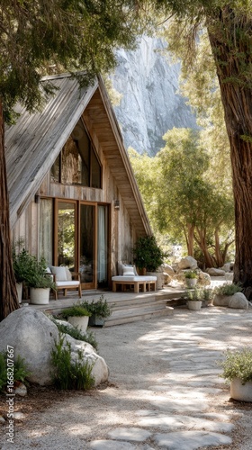 A Frame Wooden Cabin nestled in Lush Forest