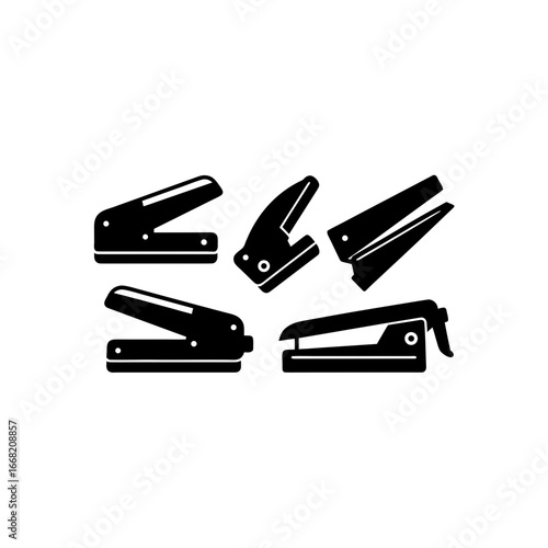 6 different surgical stapler silhouette vector ico