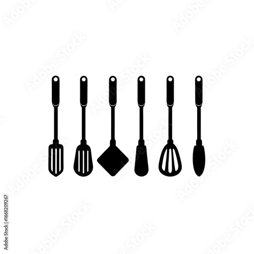 6 different tongs silhouette vector icons set