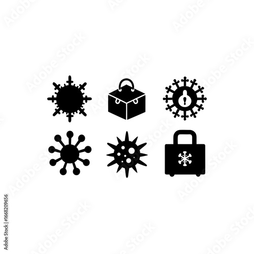 6 different viral biosafety lockbox silhouette vec