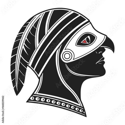 Ancient mask with gemstone eyes silhouette