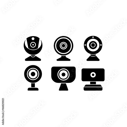 6 different webcam silhouette vector icons set