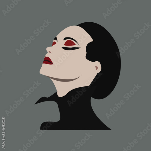 A Halloween-themed illustration of a woman dressed in spooky or festive attire, featuring elements like costumes, makeup, and Halloween props. The artwork captures the fun, mystery, and playful spirit