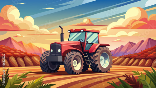 Tractor in Agricultural Field After Harvest
A crimson tractor rests on open soil, earth freshly turned beneath wide skies, farming’s heartbeat echoes in silence, resilience of land and labor preserved