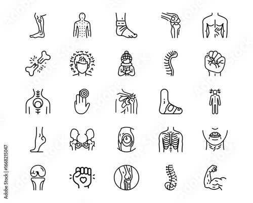 Bilde på lerret Body Ache Line Vector Icons