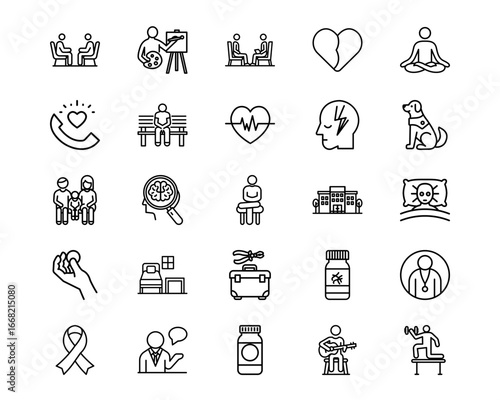 Psychiatric Hospitals Line Vector Icons