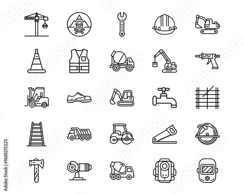 Construction Tools Line Vector Icons