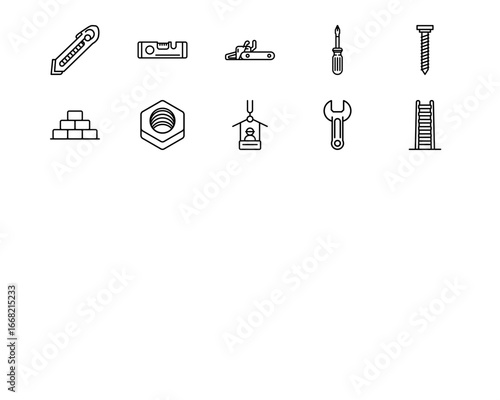 Construction Tools Line Vector Icons
