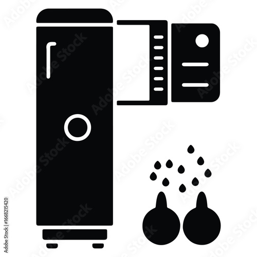 Modern nebulizer icon for respiratory therapy simple black vector design suitable for health care illustration and equipment related infographics