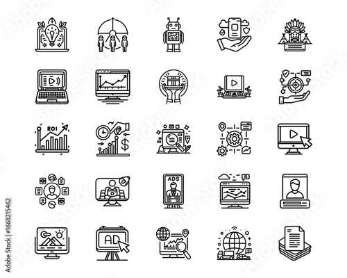 Digital Marketing Line Vector Icons