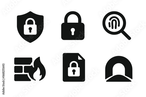 Digital security and privacy icons for data protection and access control concepts