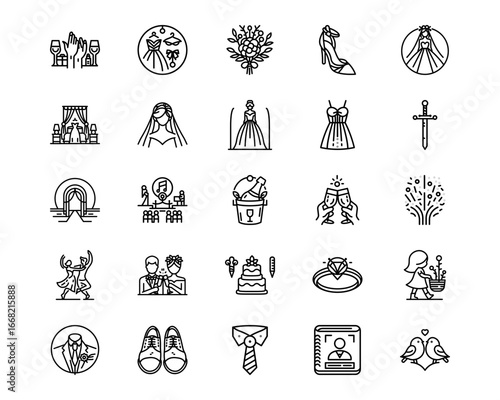 Wedding Line Vector Icons
