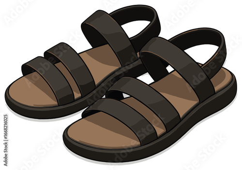Sleek modern footwear vector: stylish brown sandals perfect for summer fashion