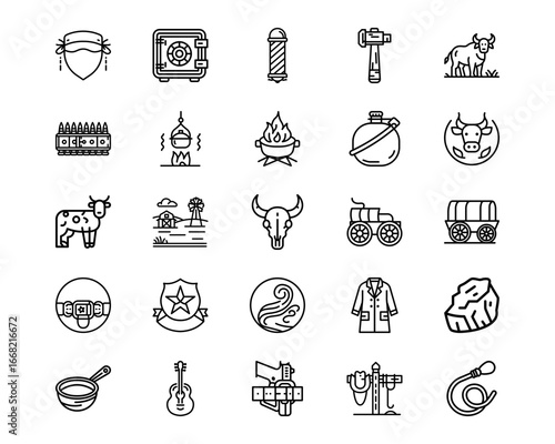 Wild West Line Vector Icons