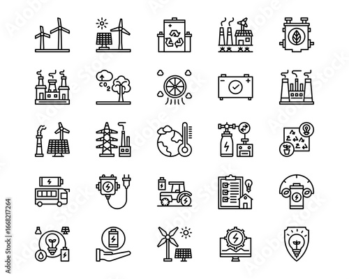 Sustainable Energy Line Vector Icons