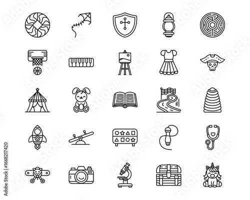 Children Toys Line Vector Icons