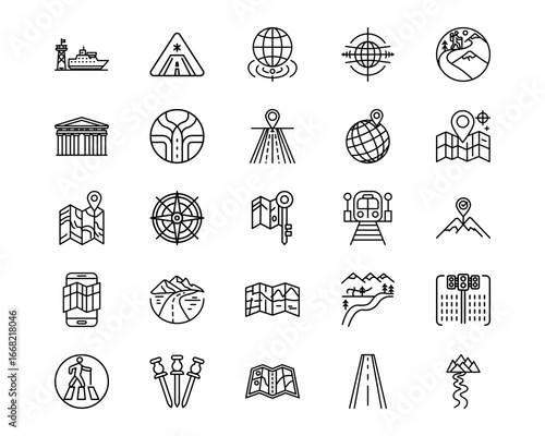 Map and Navigation Line Vector Icons
