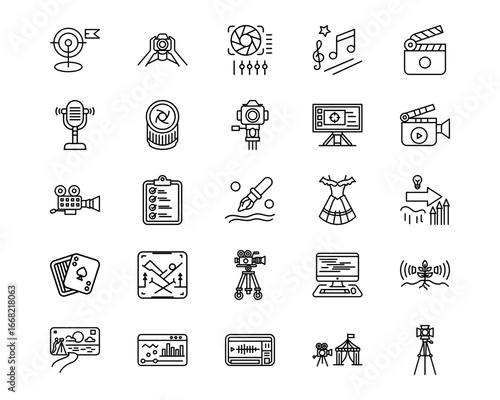 Video Production Line Vector Icons