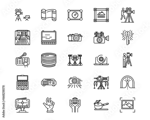 Video Production Line Vector Icons