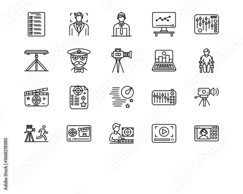 Video Production Line Vector Icons