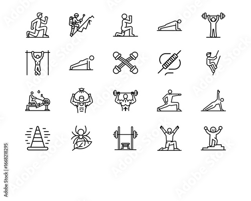Physical Fitness Line Vector Icons
