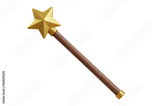 Golden Star Topped Magical Wand Isolated On Transparent Background