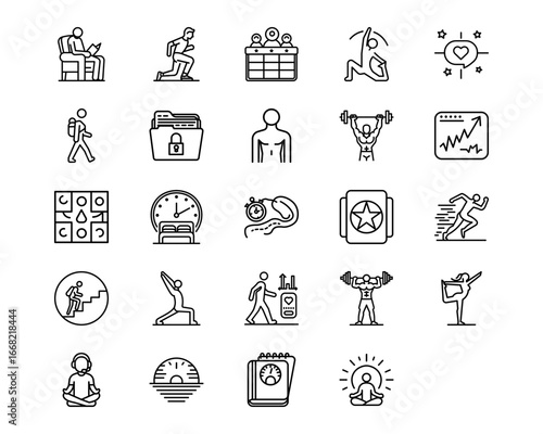 Workout App Line Vector Icons