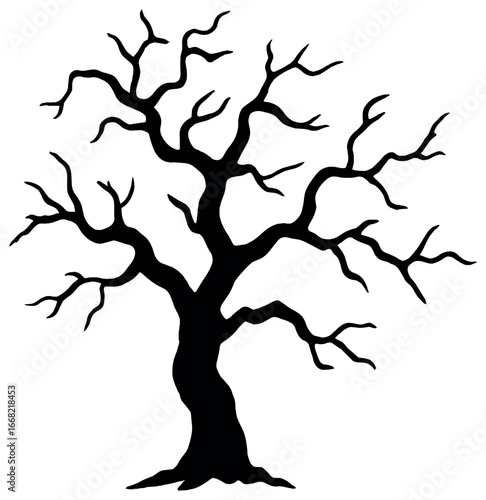 Haunted tree silhouette vector for halloween - spooky, creepy, scary design elements