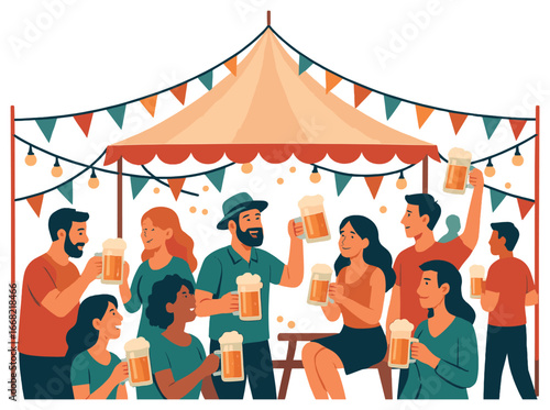 Beer festival celebration vector, oktoberfest party, lively brewing event