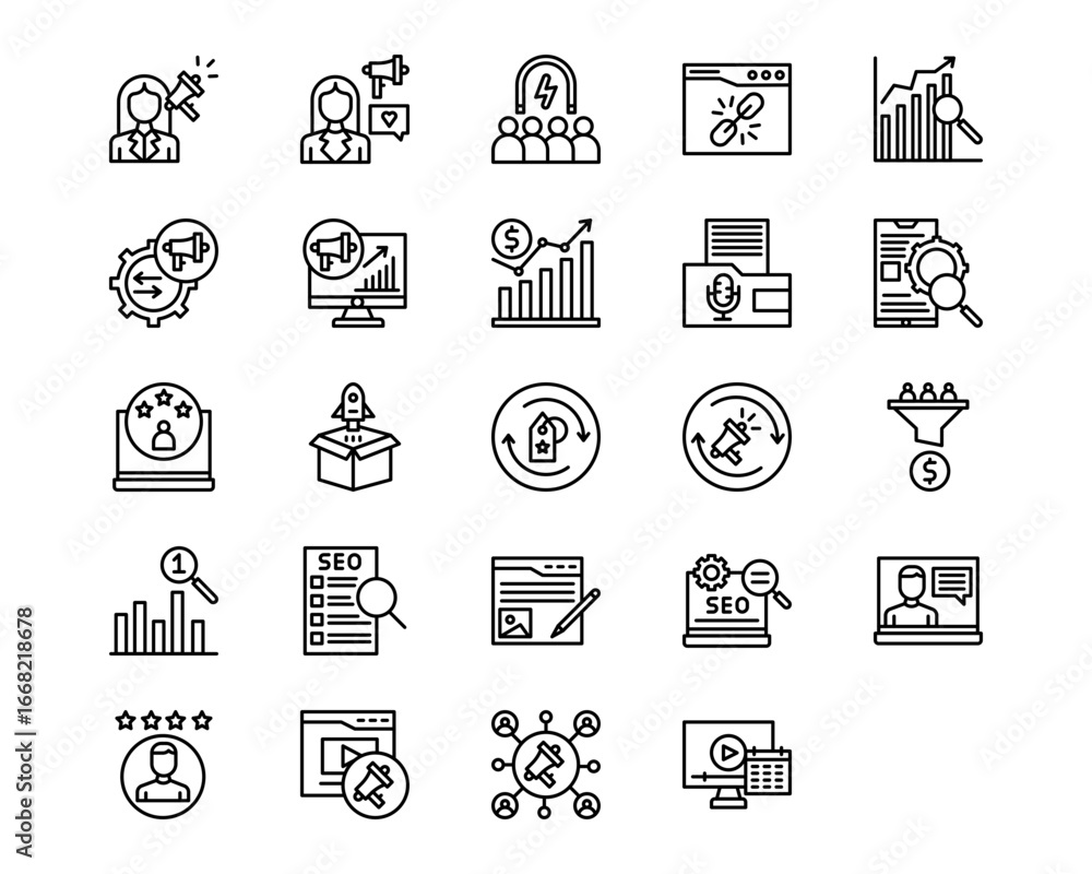 Fototapeta premium Marketing Line Vector Icons