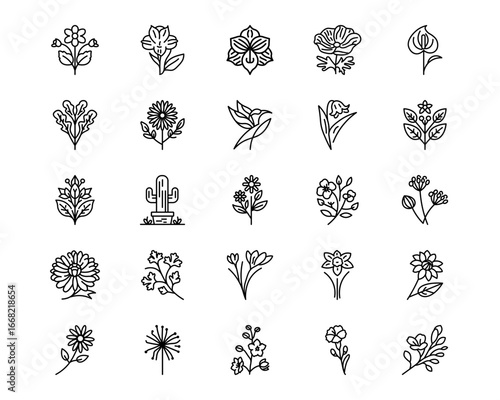 Flowers Line Vector Icons