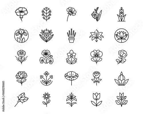 Flowers Line Vector Icons