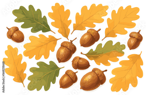 Autumn acorn arrangement vector for seasonal design, perfect for thanksgiving decor