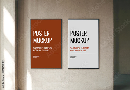 Minimalist Poster Mockup Set with Natural Light Shadows