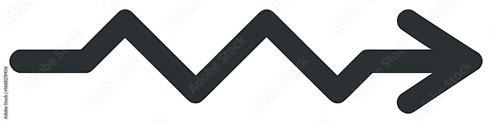 Fototapeta premium Zigzag arrow vector design for direction and navigation | simple black arrow symbol