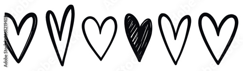 Whimsical sketched hearts: charming hand-drawn heart shapes for valentine's day designs