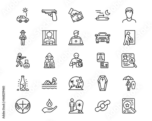 Prison Line Vector Icons