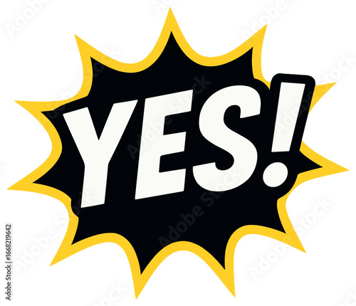 Energetic 'yes!' burst vector | powerful, dynamic, exciting, motivational graphics