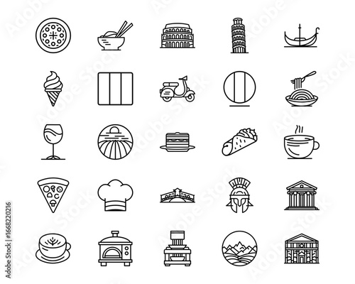Italy Line Vector Icons