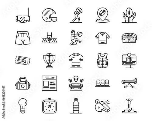 Rugby Line Vector Icons