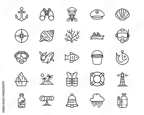 Ocean Line Vector Icons