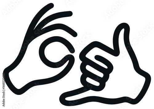 Stylized sign language icon vector: simple gesture design, communication, inclusivity art