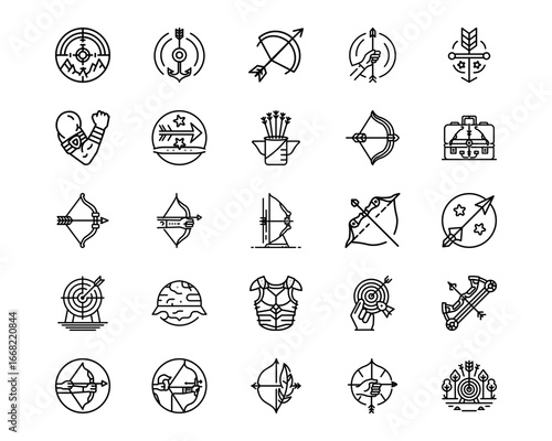 Archery Line Vector Icons