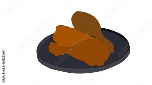 Illustration of 3 cooked chicken legs served on a plate