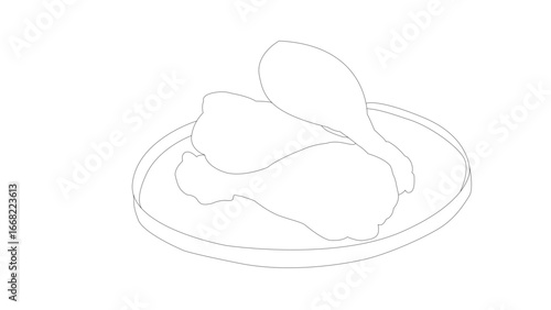 Illustration of 3 cooked chicken legs served on a plate