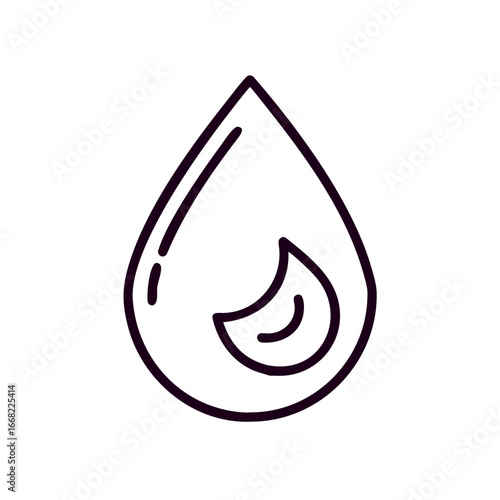 Water drop icon in minimalist line style symbolizing purity and freshness  