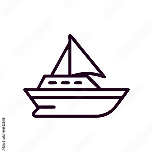 Icon of a sailboat with a single sail on a white background  