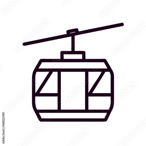 Cable car icon illustration in minimalistic style on white background  