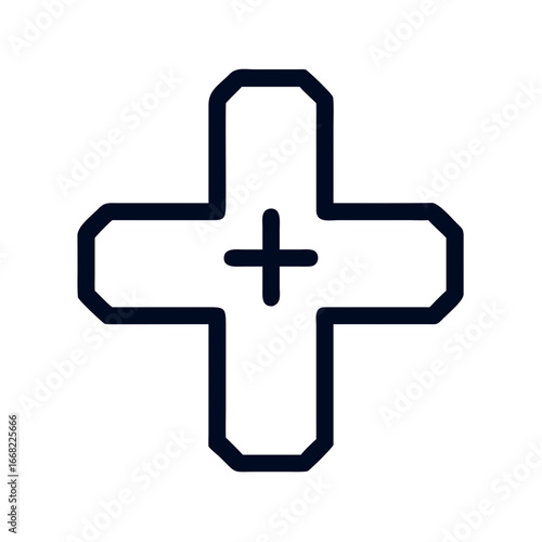 Red medical cross icon in minimalist style on white background  